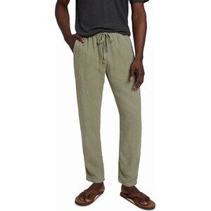 Faherty Mens Linen Drawstring Pull On Pants in canyon olive green XXL